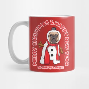 Bulldog dog in snowman costume Mug